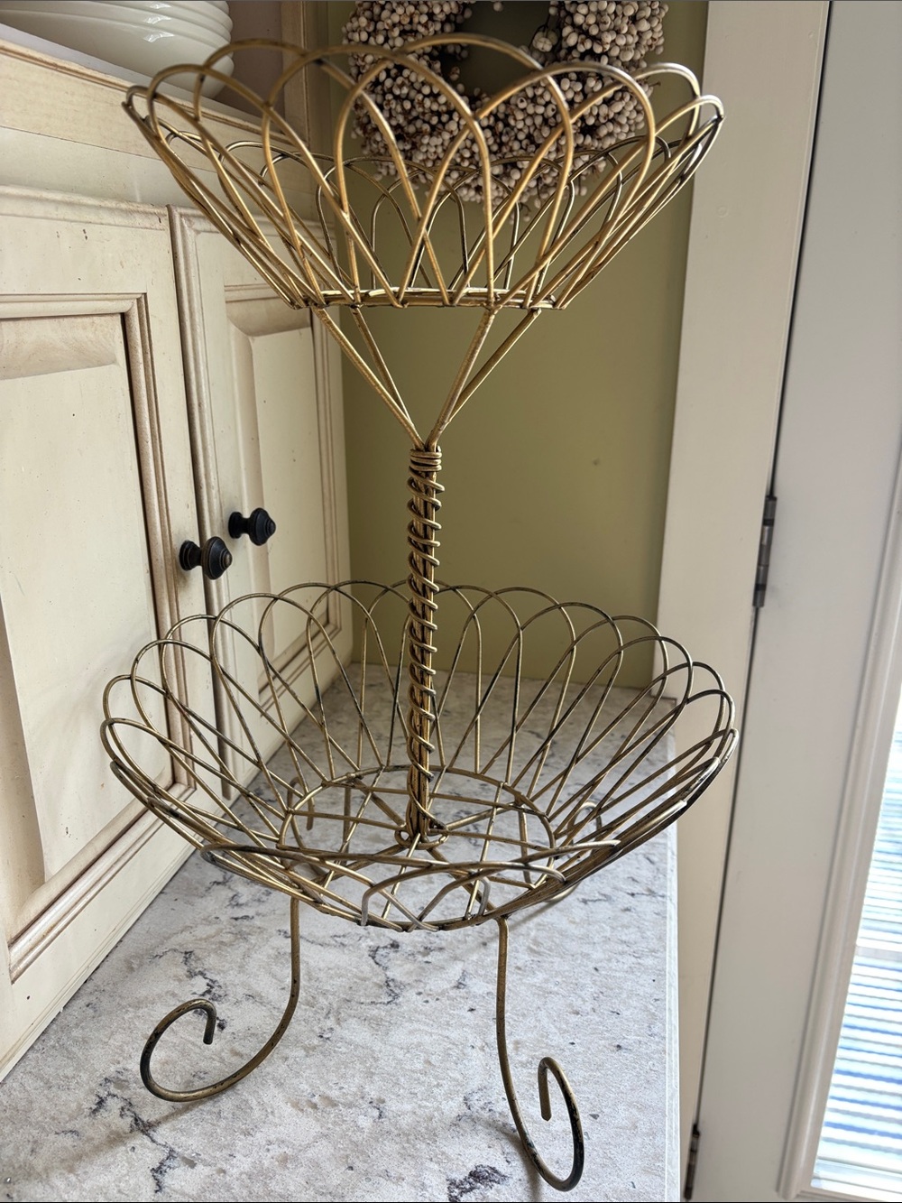 Two-Tier Gold Wire Display Stand
